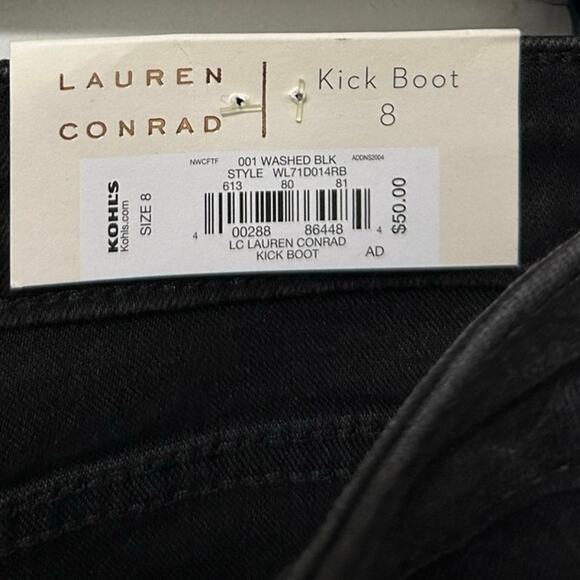 LC LAUREN CONRAD Jeans Womens Size 8 Kick Boot Mid Rise Washed Black - Picture 6 of 7